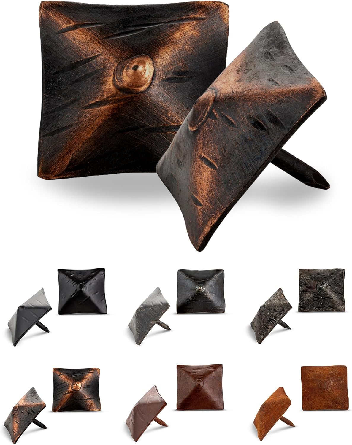50 Pack 1.25" Square Head Iron Clavos Decorative Nails – Oil Rubbed Bronze – Handmade Rustic Square