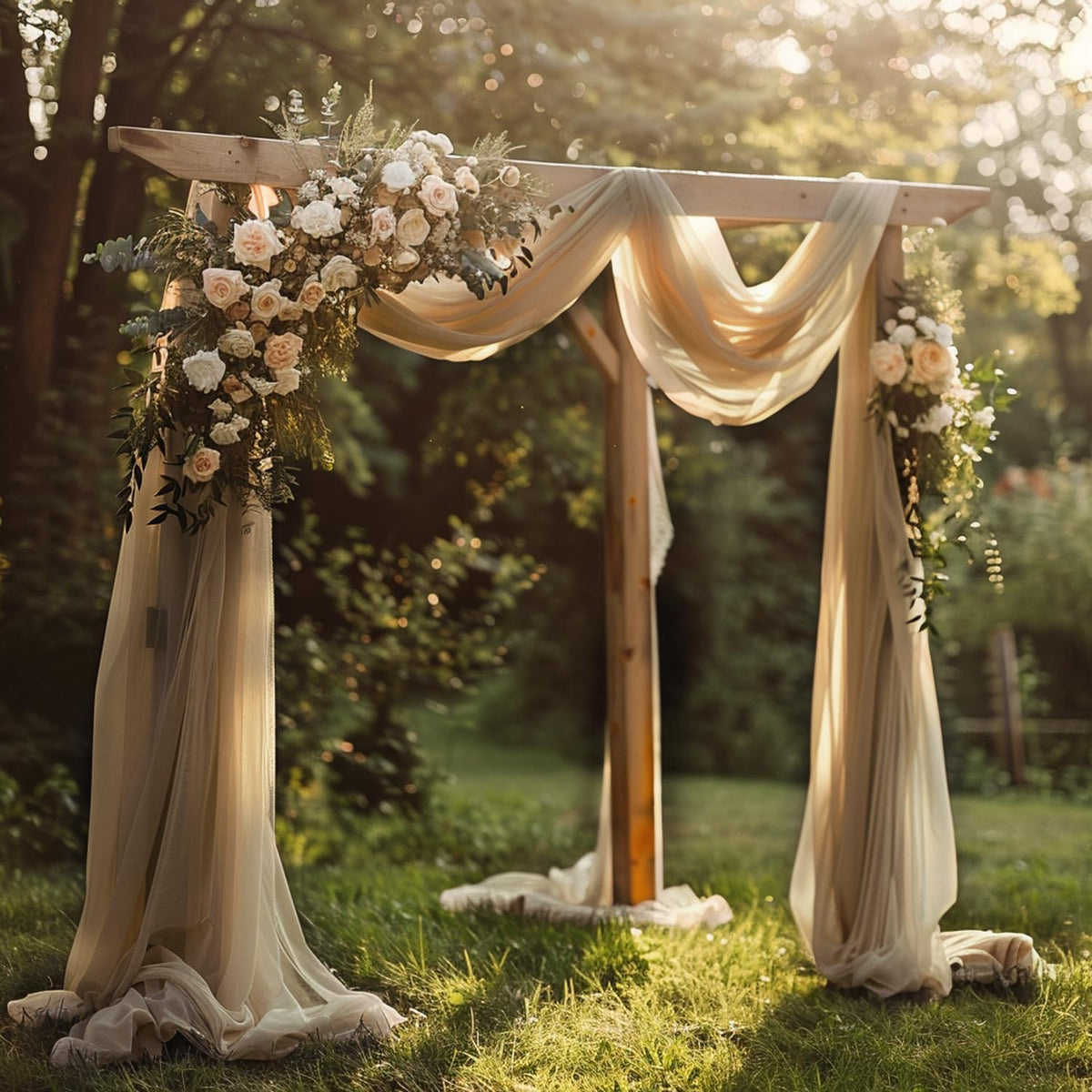 Wokceer Nude 6 Panels 28.7" x 20FT Sheer Fabric Drapes Backdrop Arch Draping Fabric for Wedding