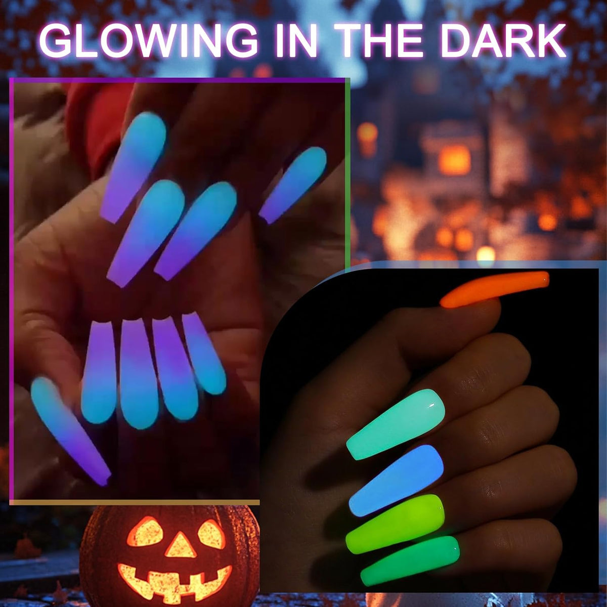 Glow in the Dark Nail Powder, 6 Colors Glow Dark Powder Dip Powder, Luminous Pigment Powder