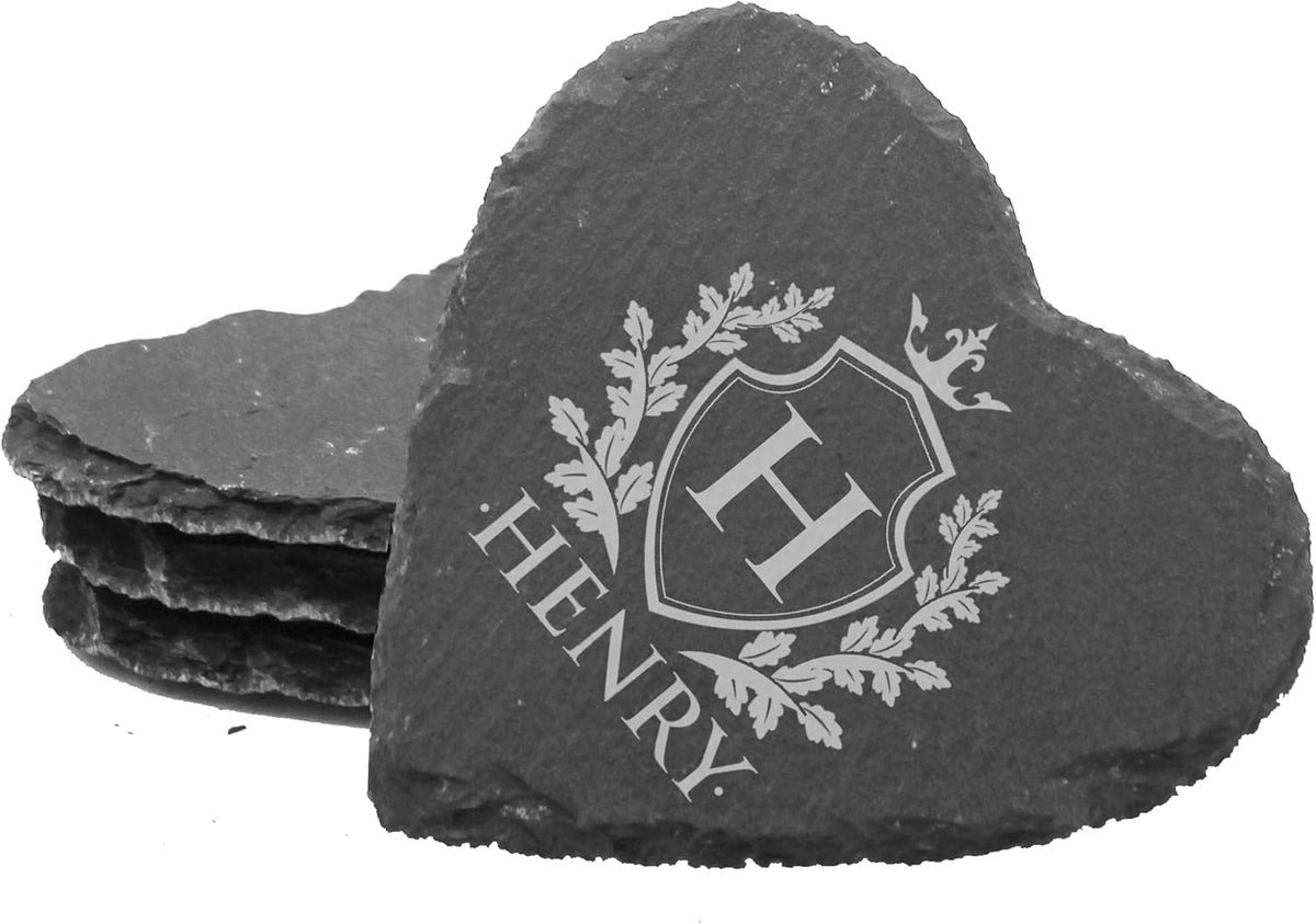 My Personal Memories Custom Engraved Slate Stone Drink Coasters Set of 4 - Monogrammed and