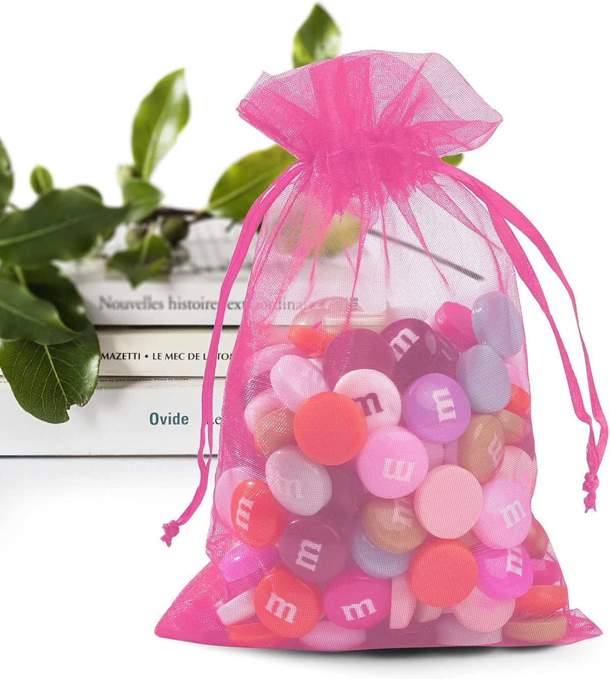 ANZNKU 100 Pack Organza Bags 4 x 6 inch Sheer Drawstring Small Mesh Bags for Candy Jewelry Party