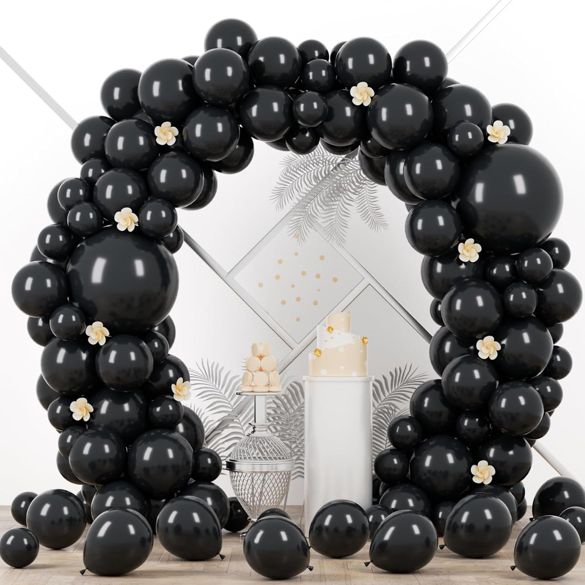90pack Black Balloons Different Size 18/12/10/5 Inch Black Balloon Garland Arch Kit for Graduation