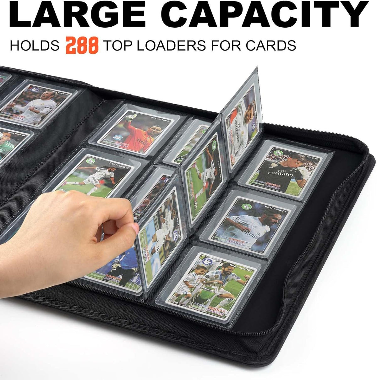 Toploader Binder with 9-Pocket Pages, Holds 288 "3×4" Rigid Toploader Hard Cases, Card Holder for