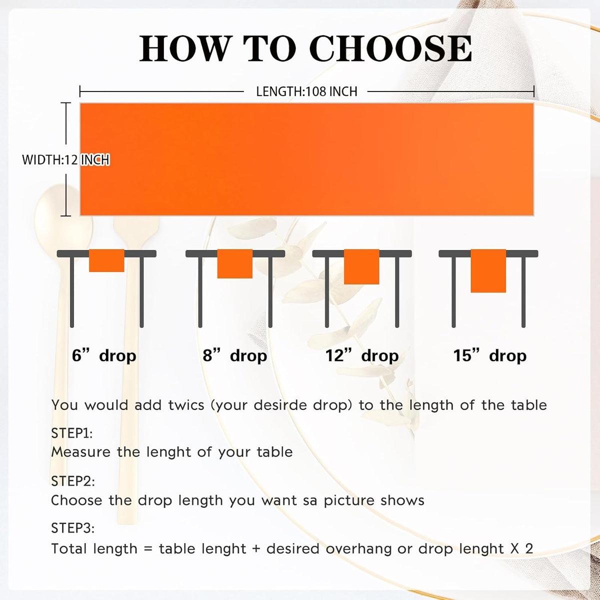 10 Pack Satin Table Runner 12 x 108 Inch Long Orange Silk Table Runner for Wedding Party Banquet