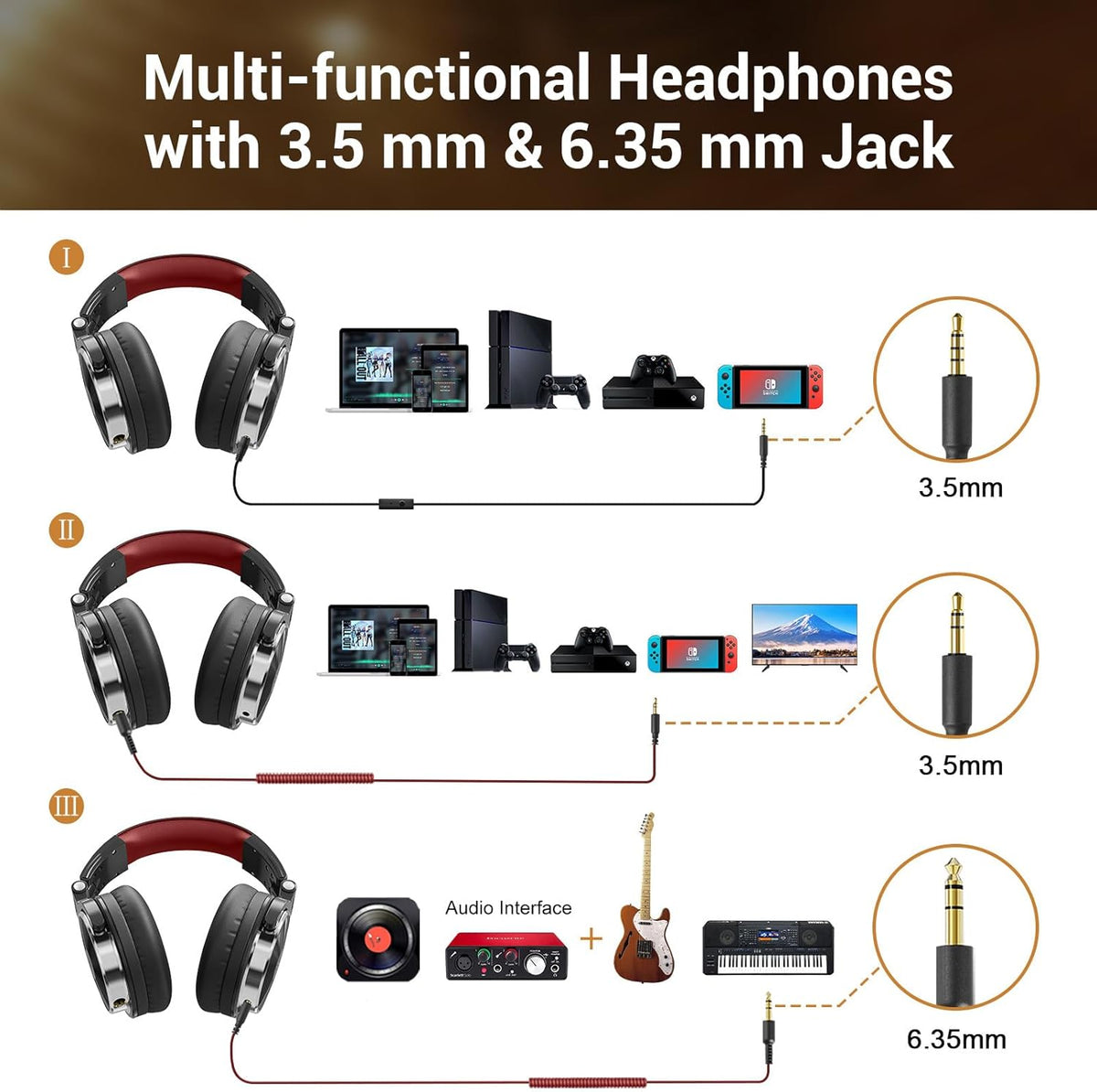 OneOdio Wired Over Ear Headphones Studio Monitor & Mixing DJ Stereo Headsets with 50mm Neodymium