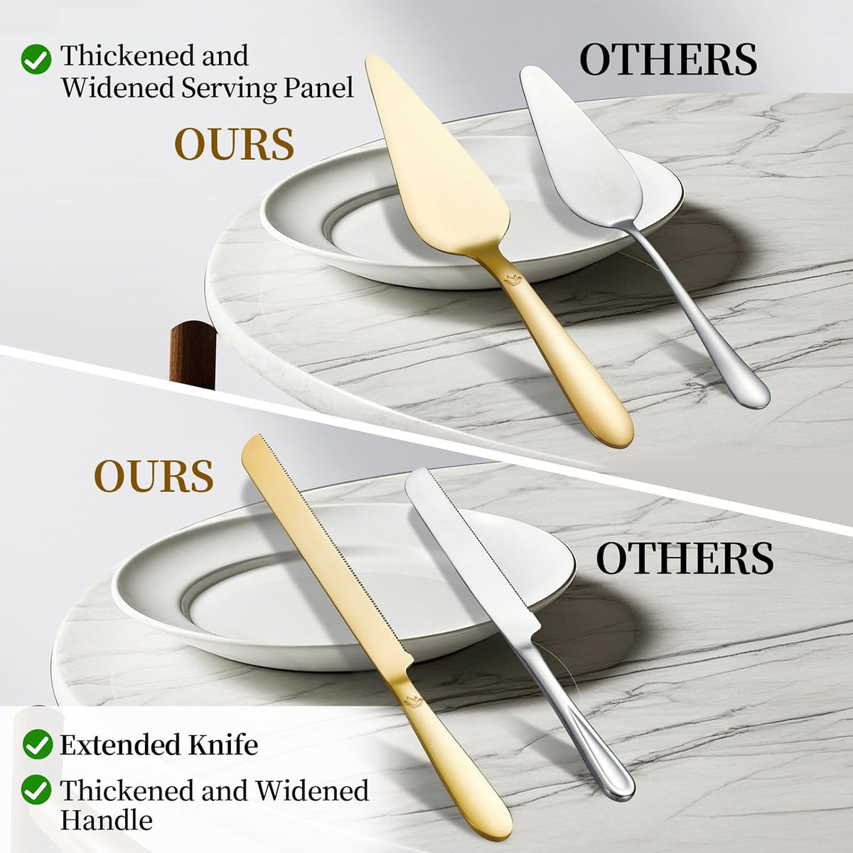 Cake Cutting Set for Wedding - Extended Cake Knife and Server Set Thickened Stainless Steel 13.0"