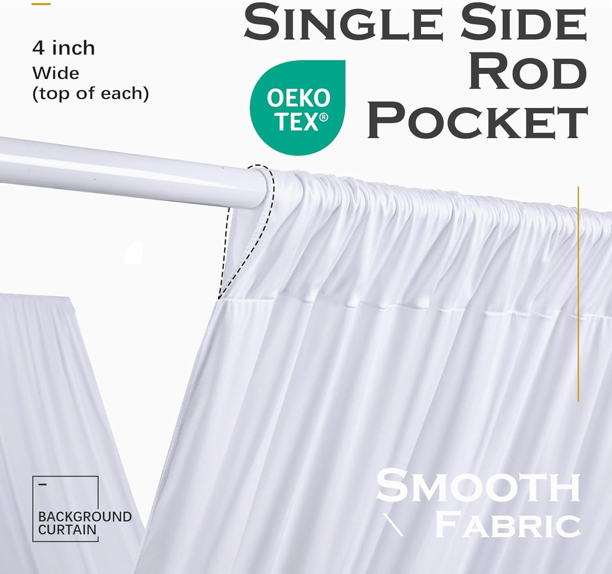 PartyVillage 60ftx40ft White Ceiling Curtain for Wedding Parties – 12 Panels Wrinkle-Free 40 FT
