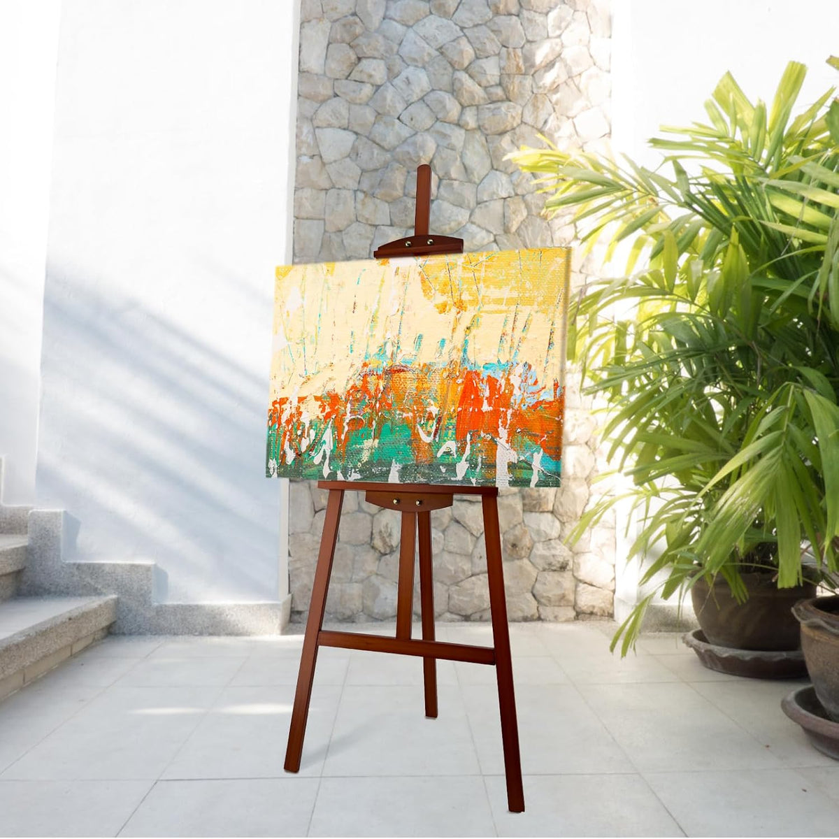 Adjustable Wooden Painting Easel, Pine Art Easel Stand Hold up to 43'', Painting Canvas for Wedding