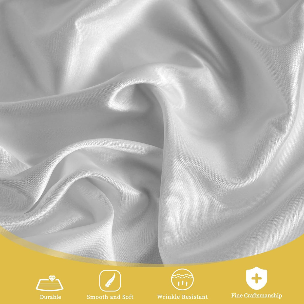 12 Pack 120 Inch Silver Satin Tablecloth - Premium Bright Silky Round Tablecloth Overlay Smooth