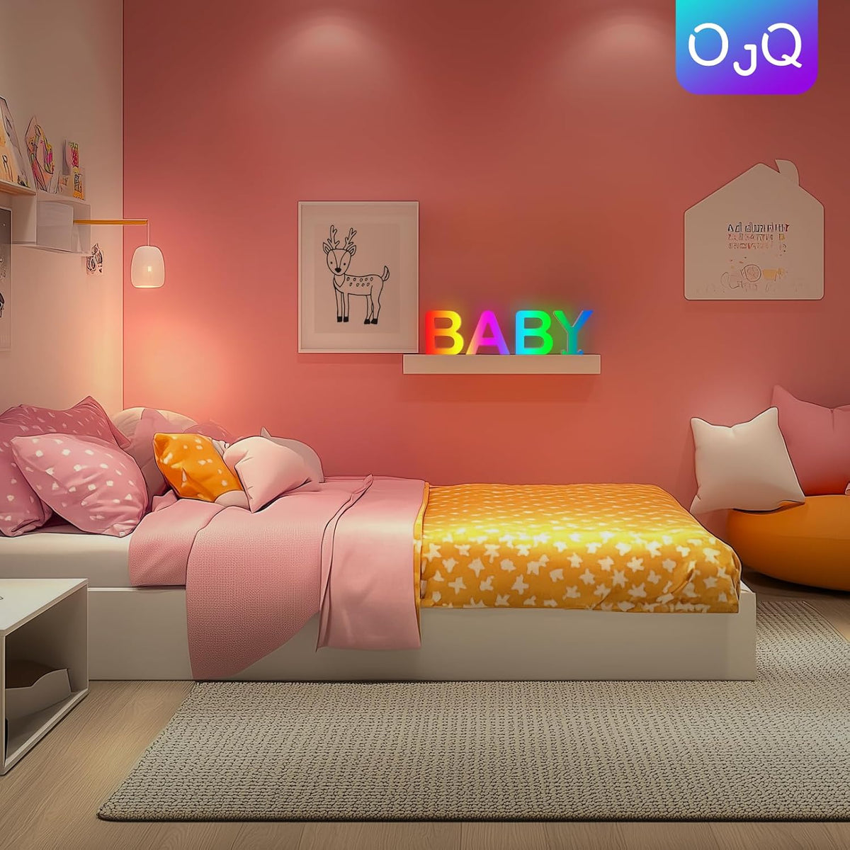 OJQ Light Up Letters LED Letter - Marquee Letters Room Decor Alphabet Letter Music Sync Color