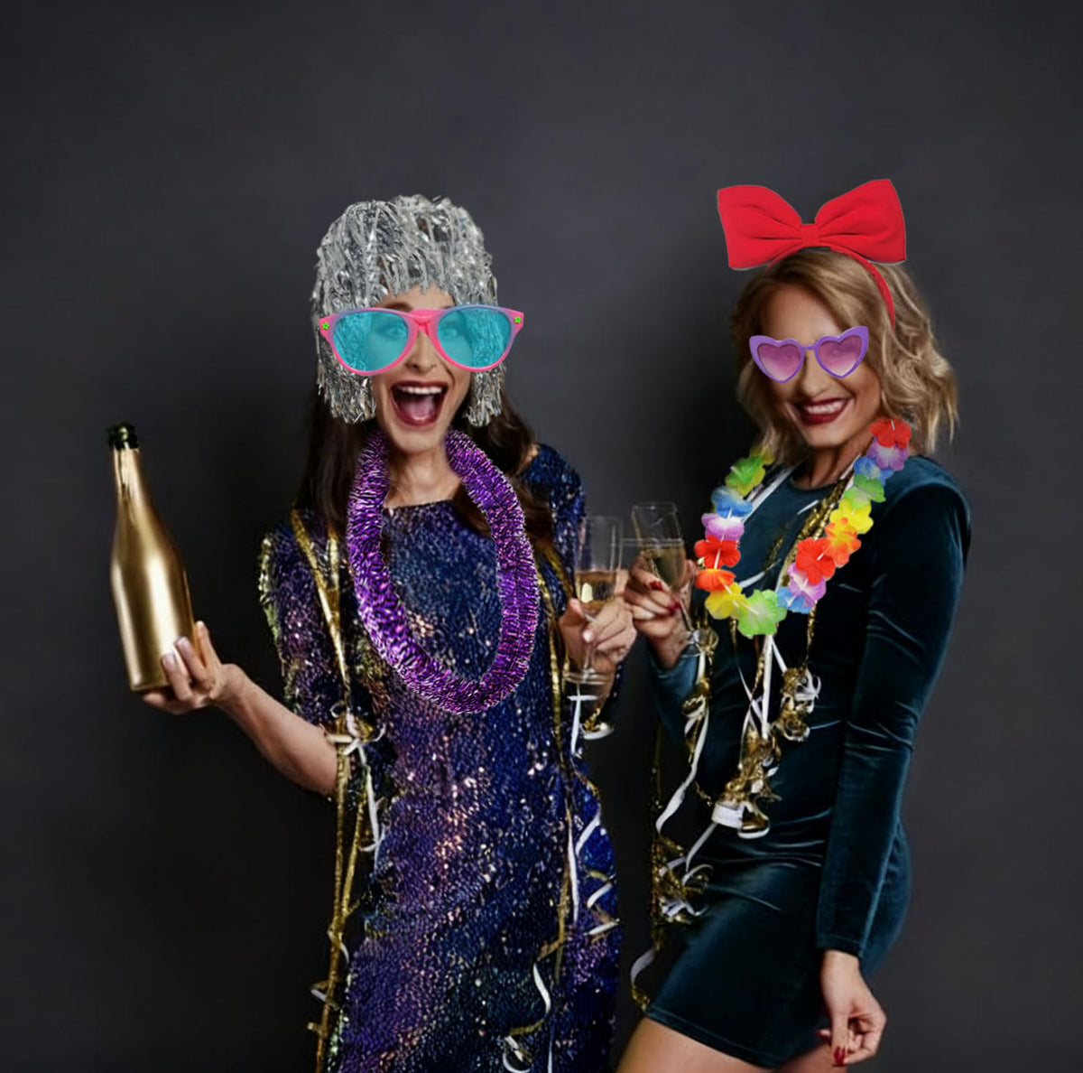 80pcs Large Gorgeous Photo Booth Props Set Birthday Party Accessories Kit Includes Clown Wig Foil