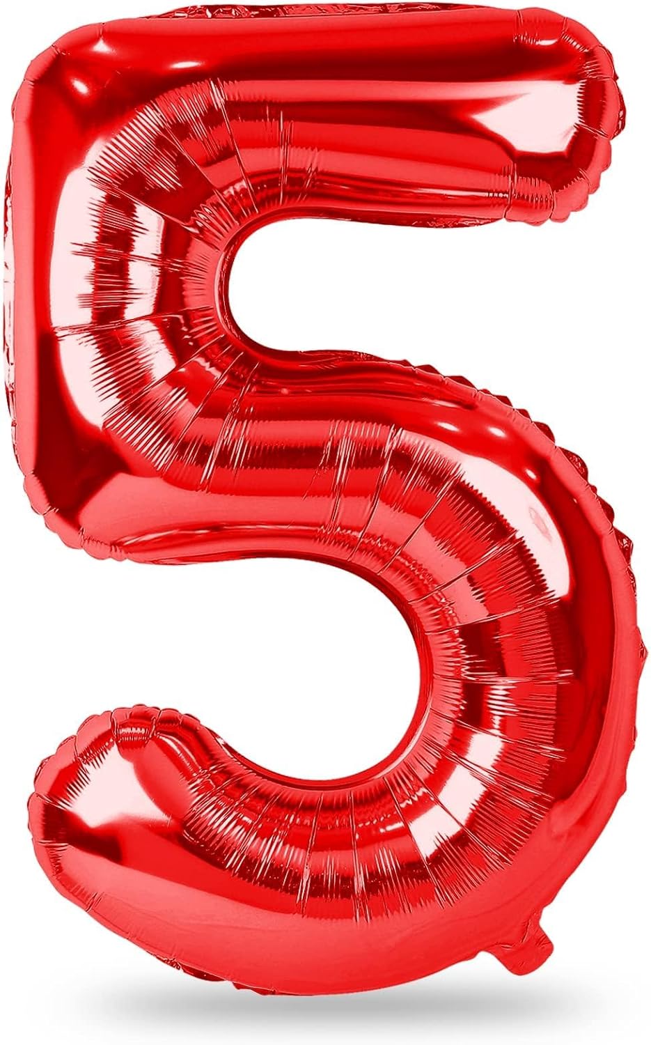 40 Inch Red Large Numbers Balloons 0-9, Self Inflating Foil Number 5 Helium Balloons for 5th Boys