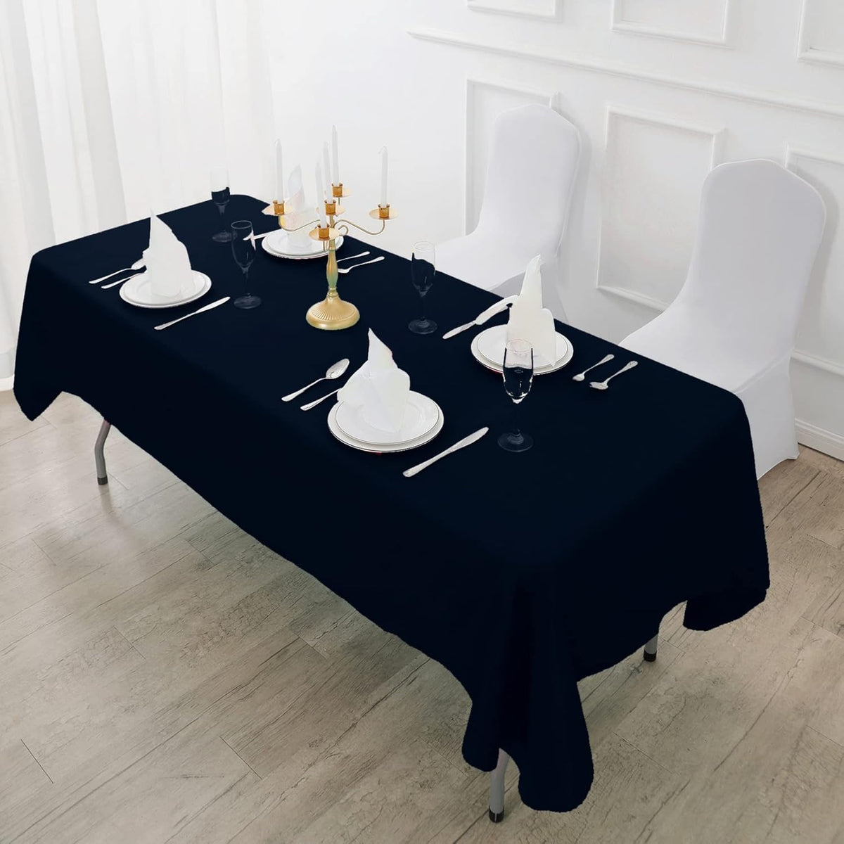 Fokitut 6 Pack Rectangle Tablecloth, 90x132 Inch, Stain Resistant and Wrinkle Polyester Table