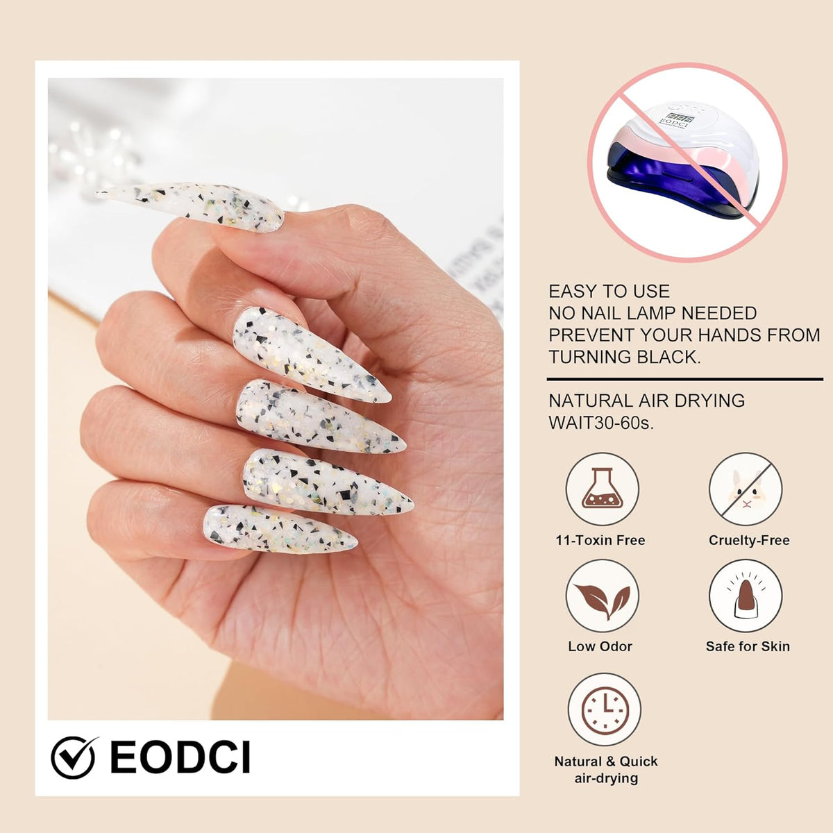 1 Oz/28g Glitter Grey Dip Powder, Nail Dip Powder for Long-lasting 28 Days+ Dip Nail Art French