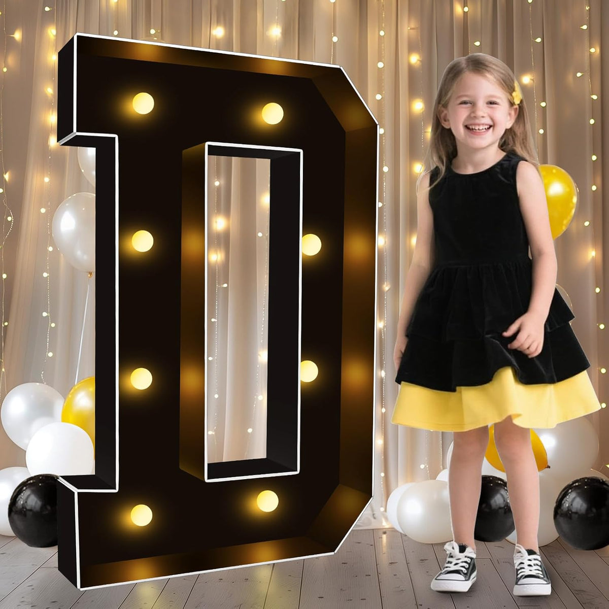 Pooqla 3FT Marquee Light Up Letters, Black LED Party Decor Large Marquee Letters 3 Feet Tall, Giant