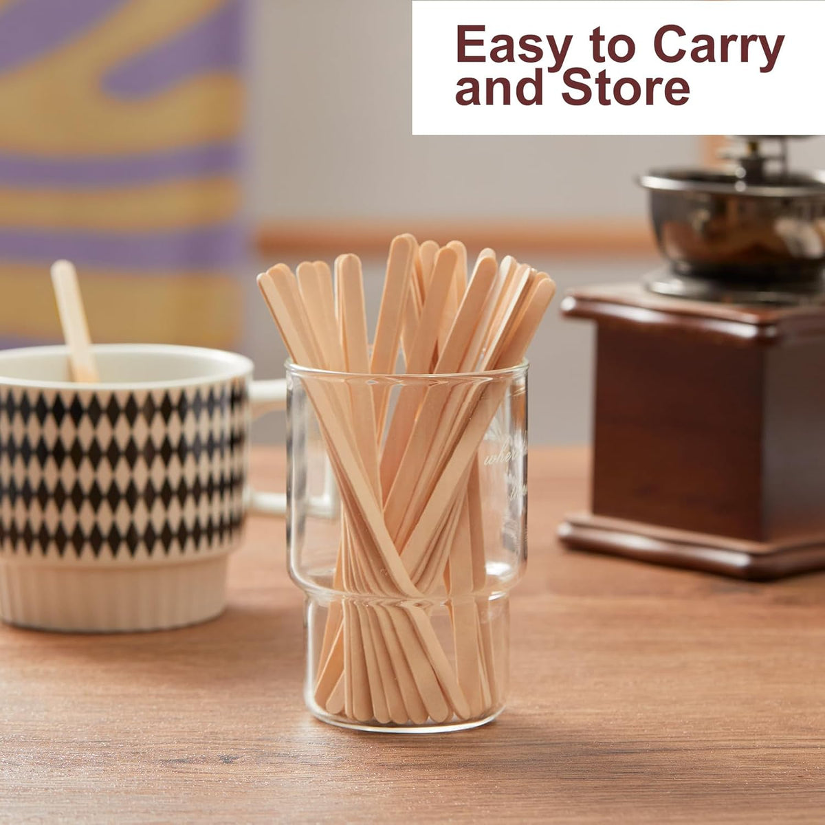 Wooden Coffee Stirrers, Thick Birch 5.5 Inches 1000PCS Disposable Coffee Stirrers Stir Sticks for