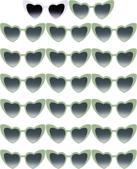 Flutesan 20 Pairs Retro Heart Sunglasses Vintage Cat Eye Heart Glasses Women Bachelorette Bride