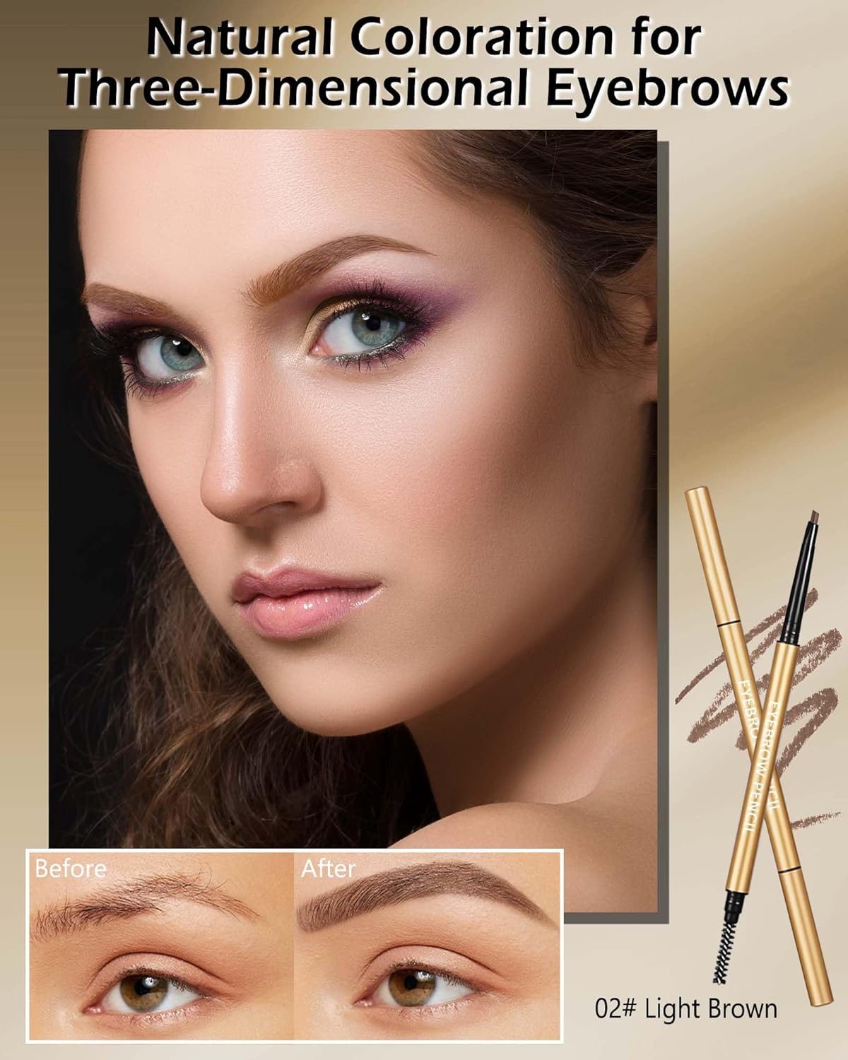 Eyebrow Pencil, 12Pcs Light Brown Ultra-Fine Retractable Eye Brow Pencil,Long-Lasting Waterproof