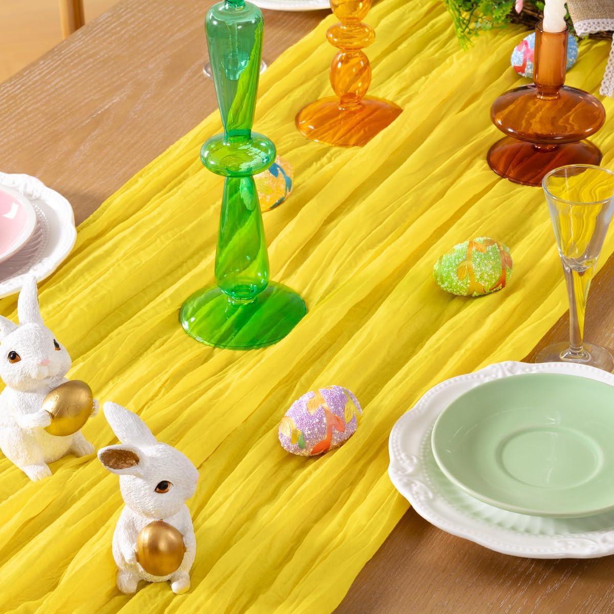 Lemon Yellow Cheesecloth Table Runner 4 Pack Fall Table Runners Boho Gauze 120 Inches Yellow Cheese