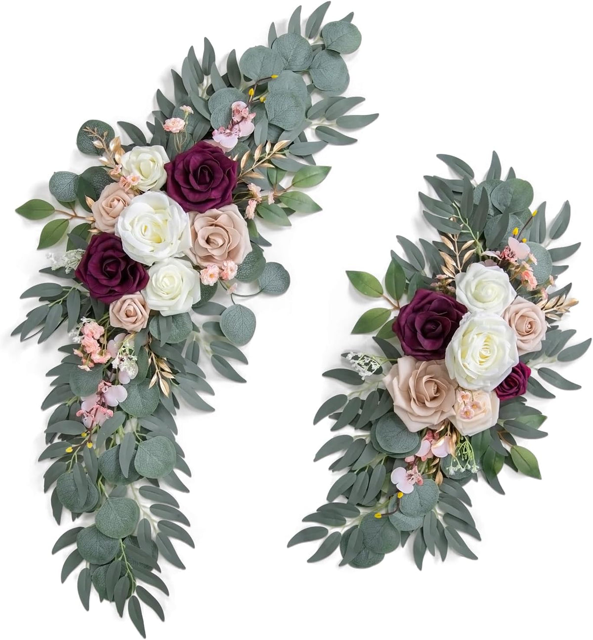 Ponatia Wedding Arch Flowers (Pack of 2), Artificial Burgundy & Nude & Ivory Wedding Flowers for
