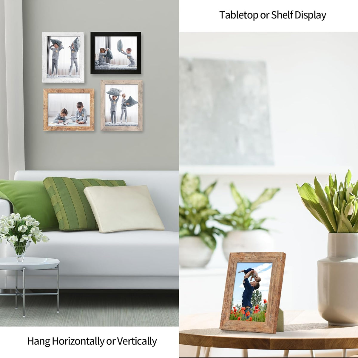5x7 Picture Frame Set of 4 with High Definition Real Glass, Mixed Color Wood Photo Frames for