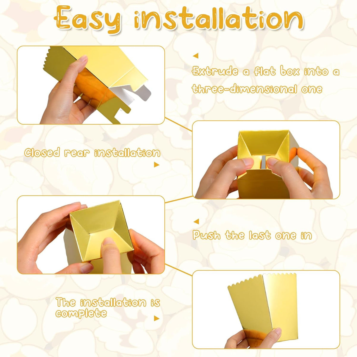 Meanplan 200 Pcs Popcorn Boxes Mini Paper Popcorn Holder Cardboard Snack Container for Party