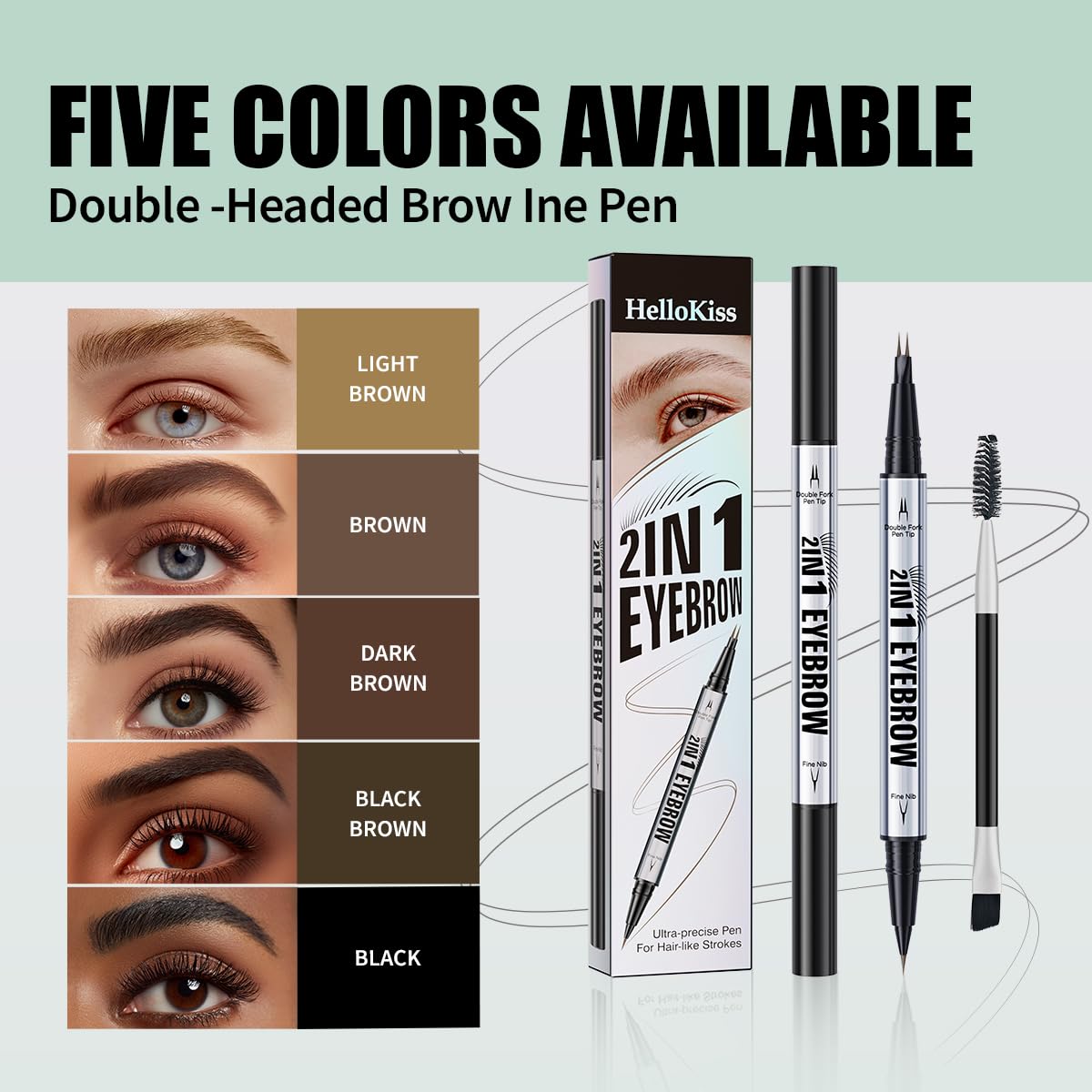 Eye Brow Pencils for Women Brown,2-in-1 Dual-Ended Eye Brow Pencil with 2-Fork-Tip and Precise