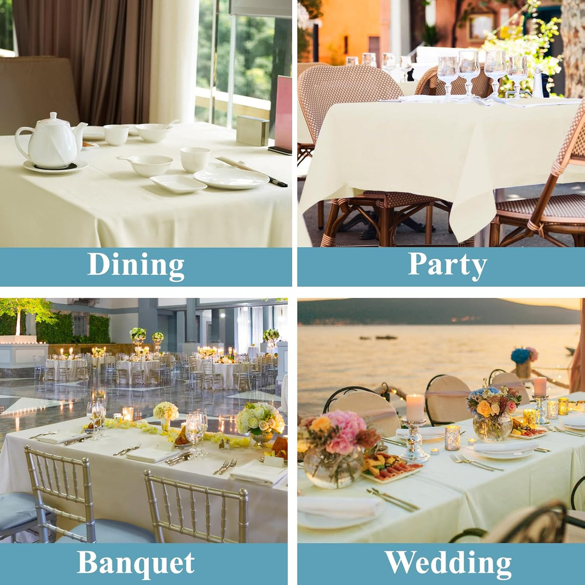 VidaFete Tablecloth 2 Pack 90 * 132inch Rectangle Table Cloth Polyester, Stain Wrinkle Resistant