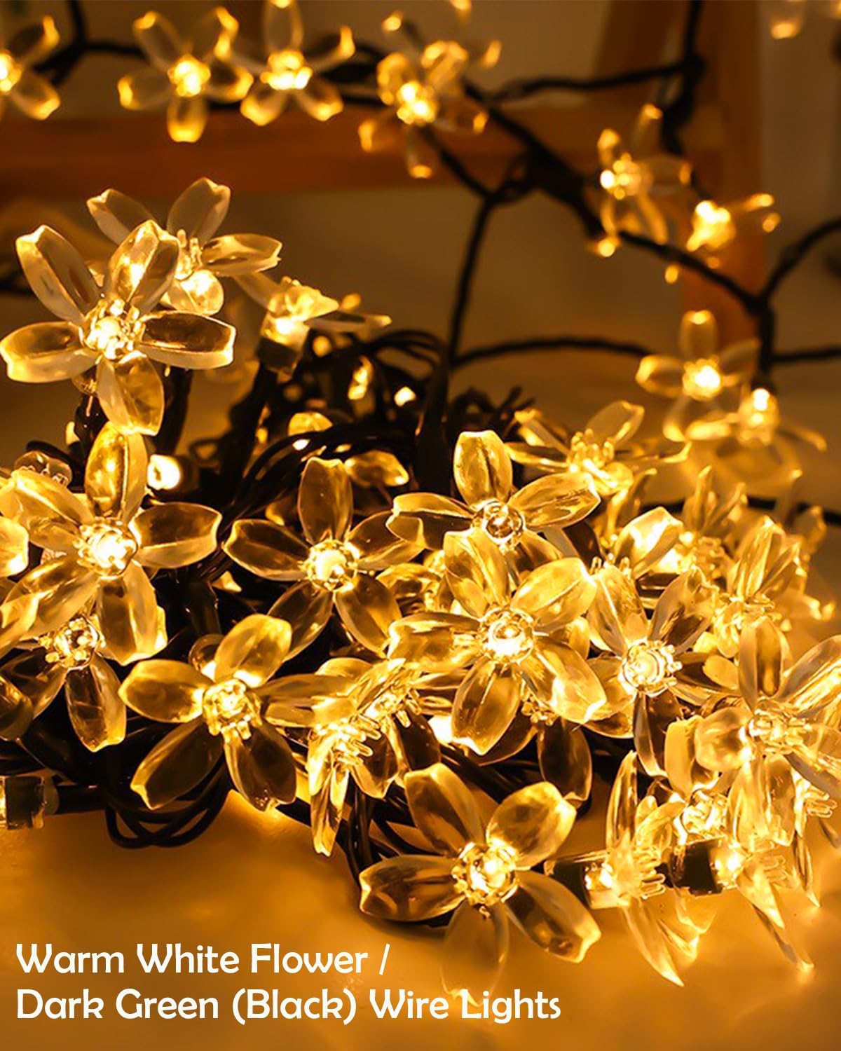 Cherry Blossom Fairy Flower String Lights Indoor Bedroom Decorations, 33ft 100 LED USB Plug in