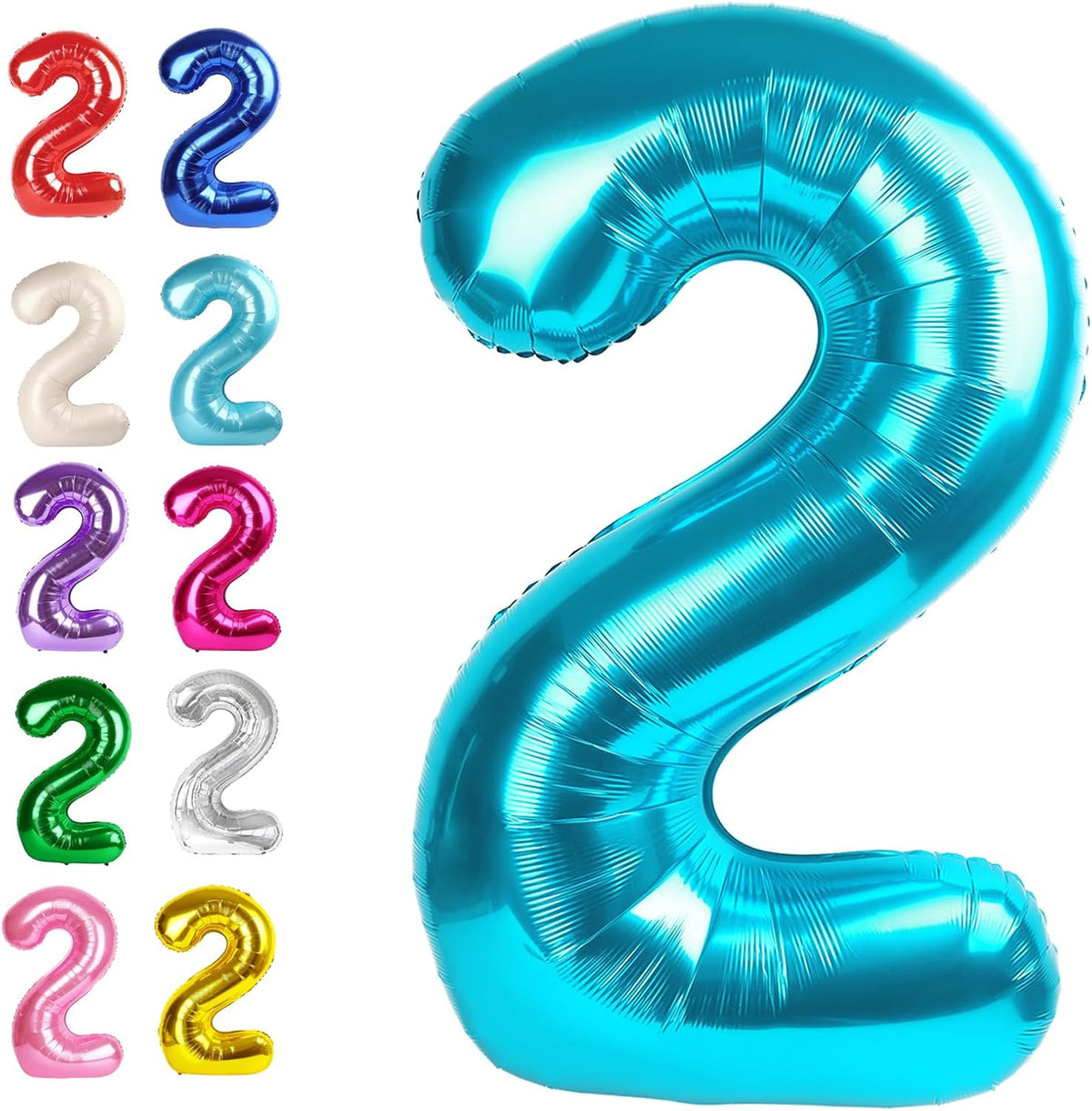 Big 40 Inch Blue 2 Number Balloon Birthday Decoration, 2026 Blue Number 2 Helium Balloons 12 20 22