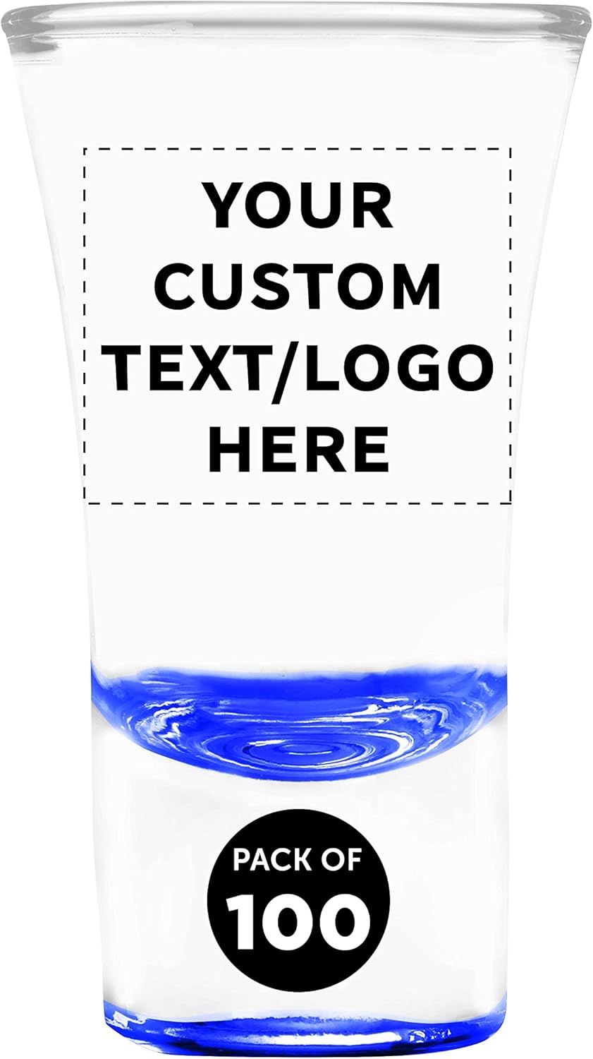 Custom 2 oz. Lord Shooter Etched Shot Glasses, 100 pack, Personalized Text, Logo, 21st Birthday