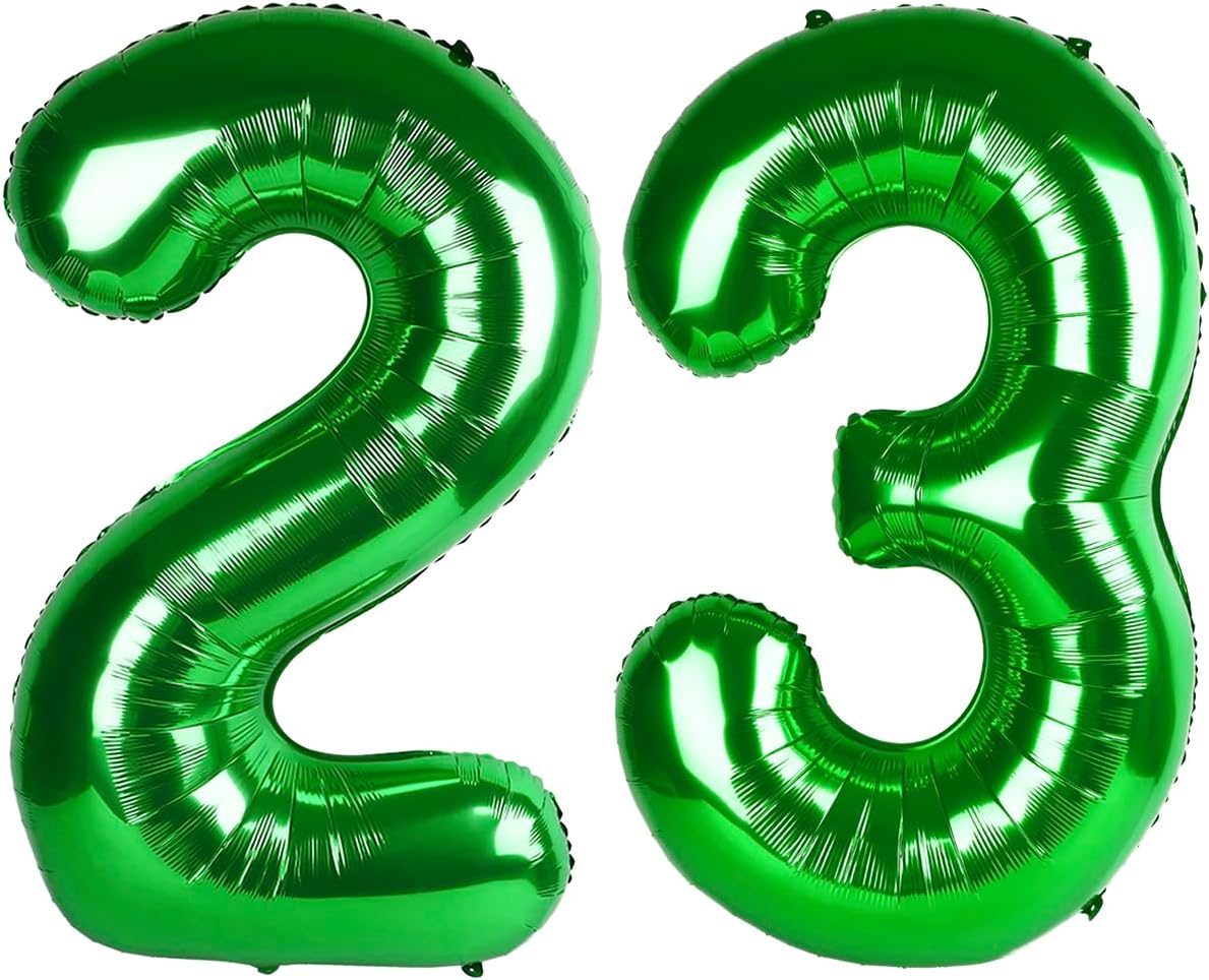 40 Inch Green 23 32 Large Number Balloon, 23 32 Green Birthday Party Decorations, Number Three Foil