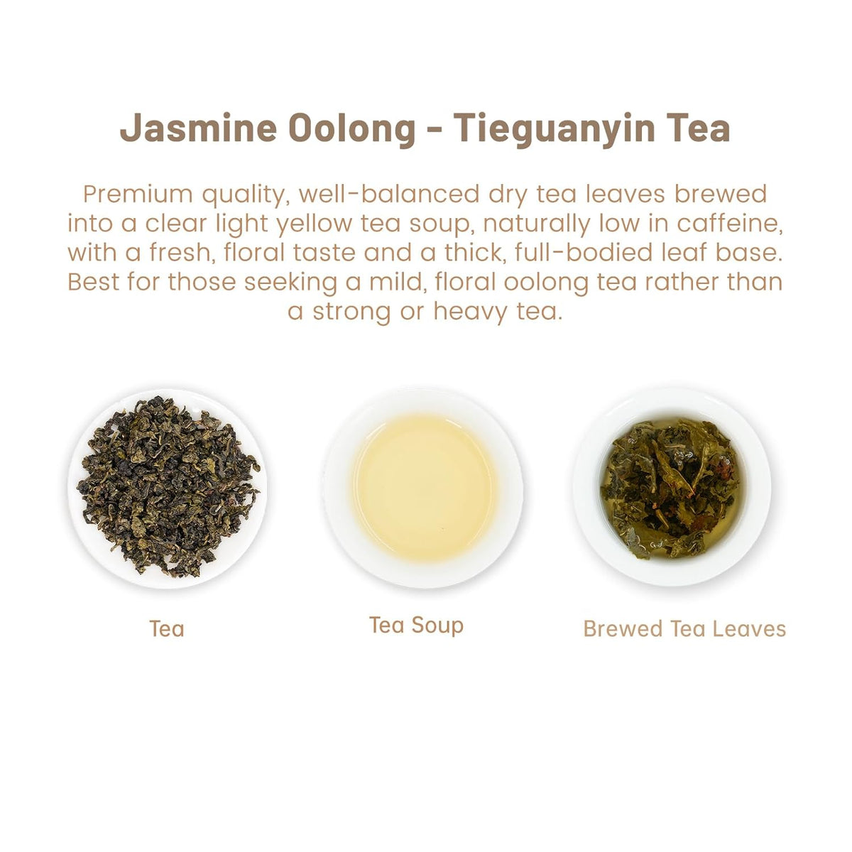 iTeaworld Jasmine Oolong Loose Leaf Tea, Fujian Anxi Tieguanyin Whole Leaf, Natural Jasmine Aroma