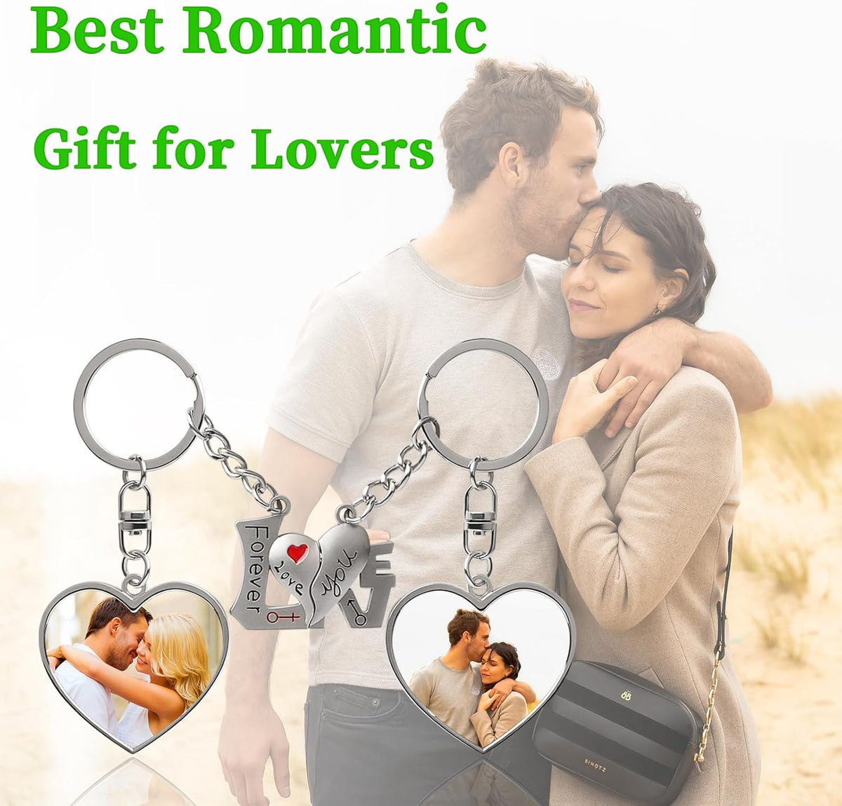 Double Side Custom Keychain with Picture Personalized Engraving Photo Text Customized Gifts for Men