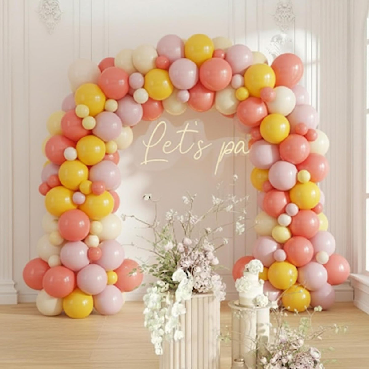 Pink and Yellow Balloon,50PCS 12 Inch Boho Pink Balloons Retro Orange Pastel Pink Yellow Nude