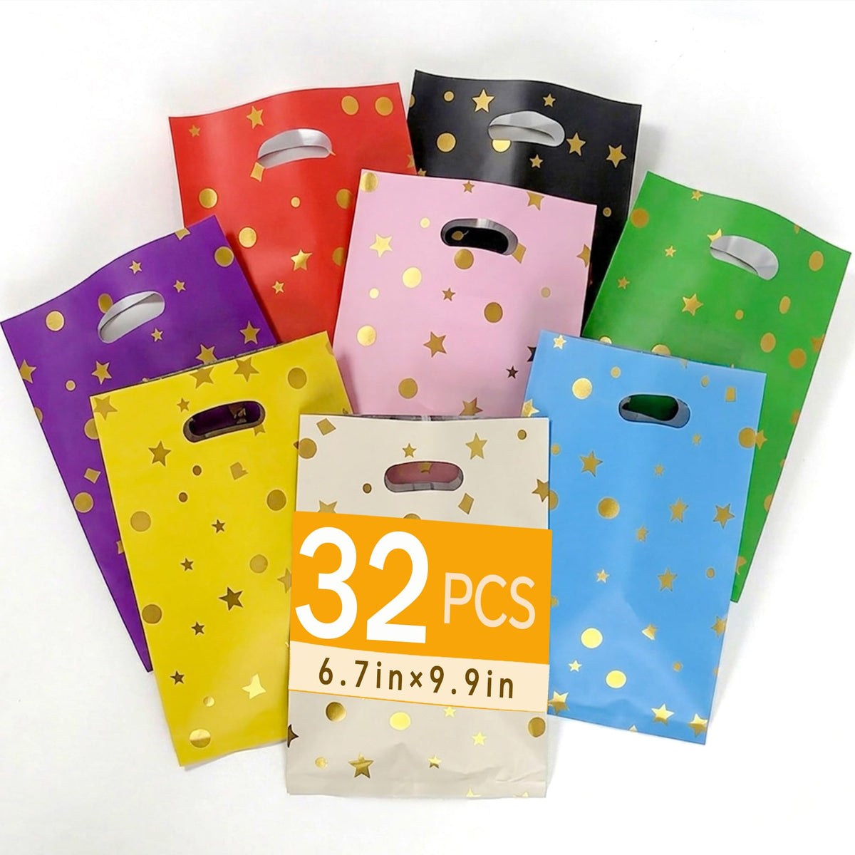 TimEmbrace 32Pk Small Party Favor Goodie Bags, 8-Color Kids Birthday Gift