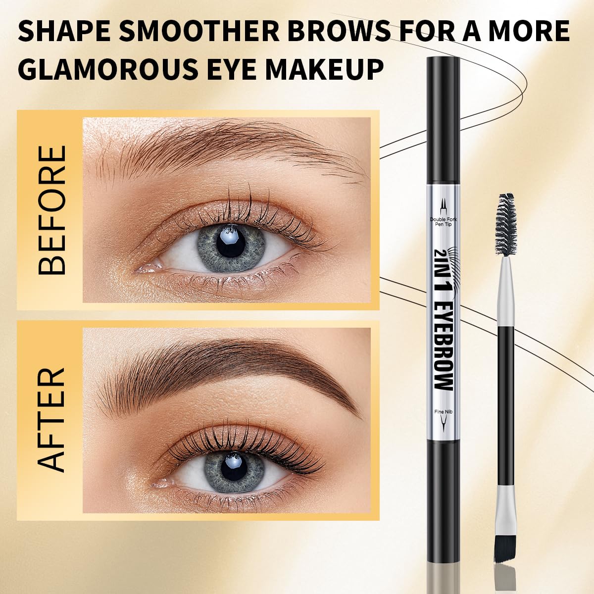 Eyebrow Pencils for Women - Microblading Eyebrow Pencil 2-In-1 Dual-Ended Eyebrow Pen with Precise
