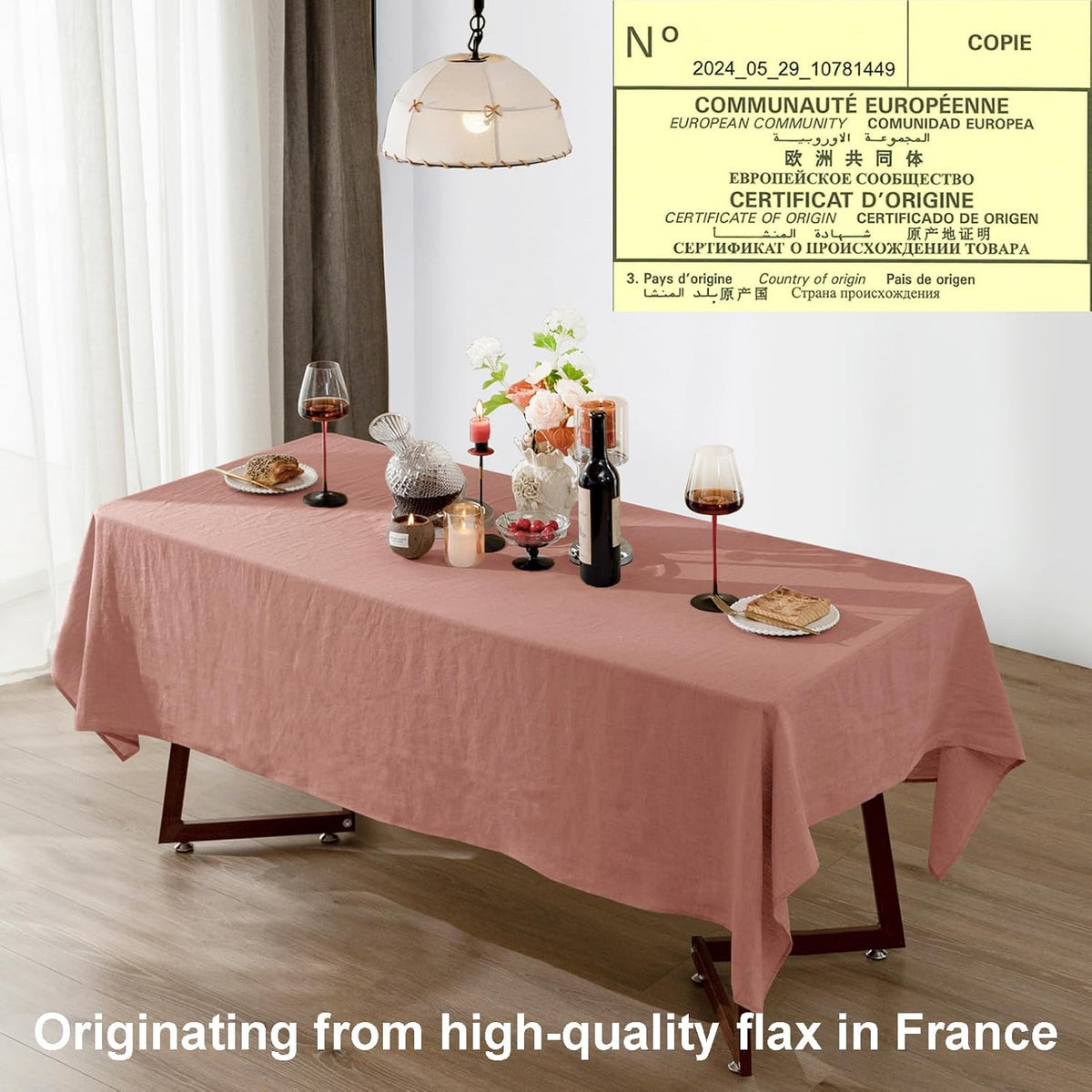 Talasily Linen Tablecloth 100% Pure Linen Table Cloth 60x120 Inches Rectangle Tablecloths Washable