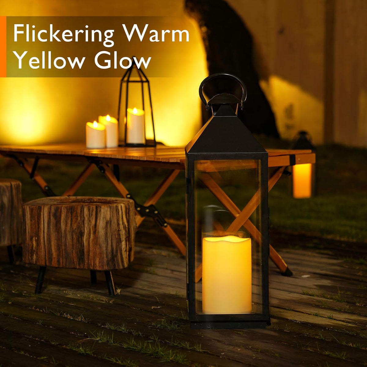 Homemory 6" x 9" Extra Large Outdoor Waterproof Candle with Auto 6-Hour Timer, No Remote, Ivory