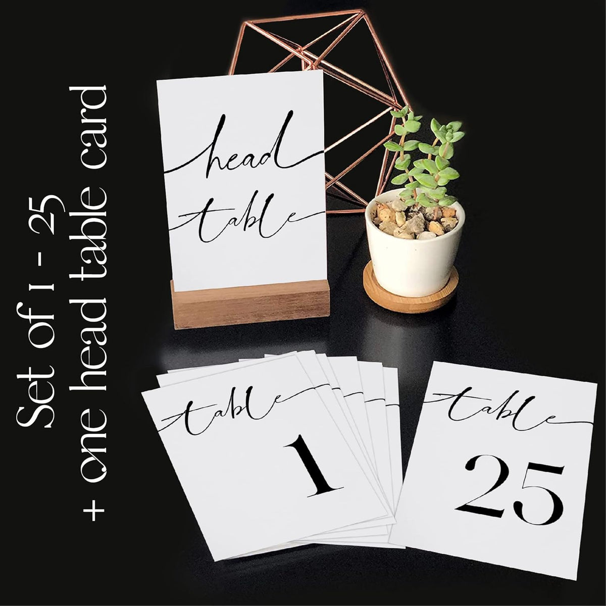 26 Pieces Table Numbers for Wedding Reception, Table Number 1-25 with Head Table Card, Double Sided