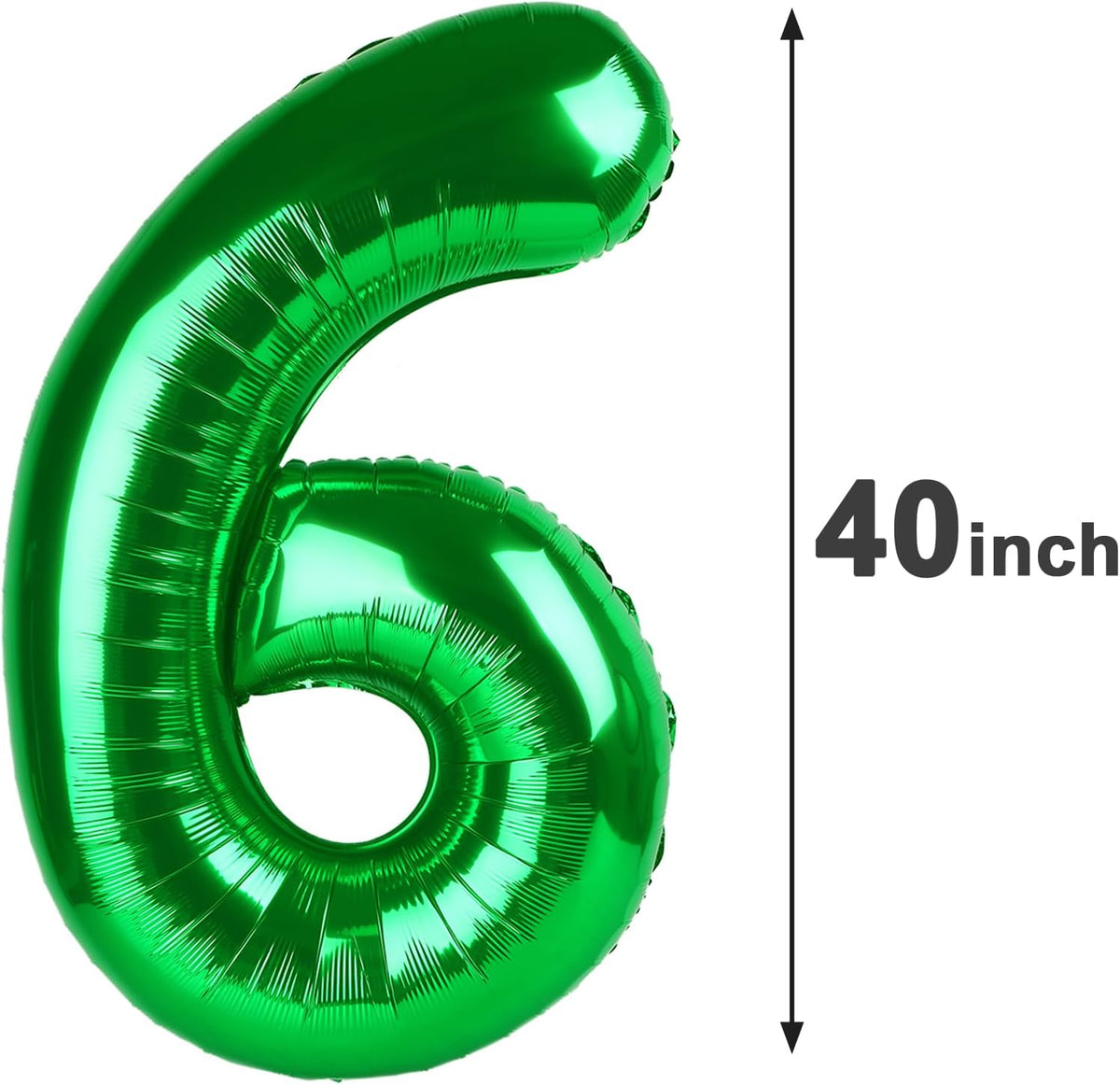 40 Inch Green Mylar Foil Number 6 Birthday Balloon, Digital Balloons for 6 16 Boy Girl Party