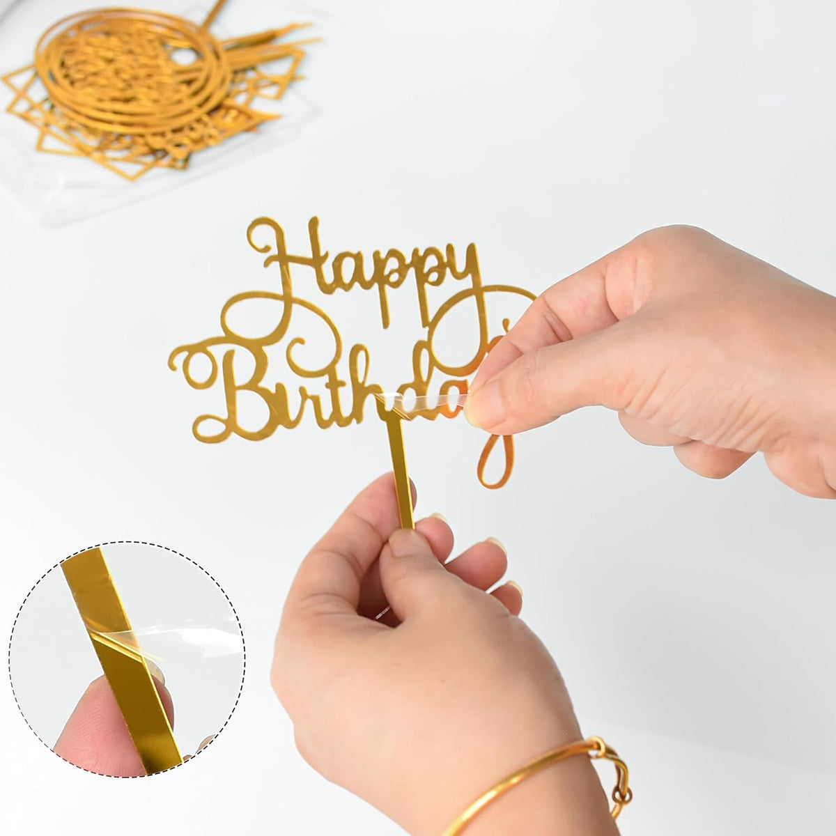 12 Pack Multi Styles Birthday Cake Topper Set, Acrylic Cake Bunting Decor Birthday Cake Picks Party
