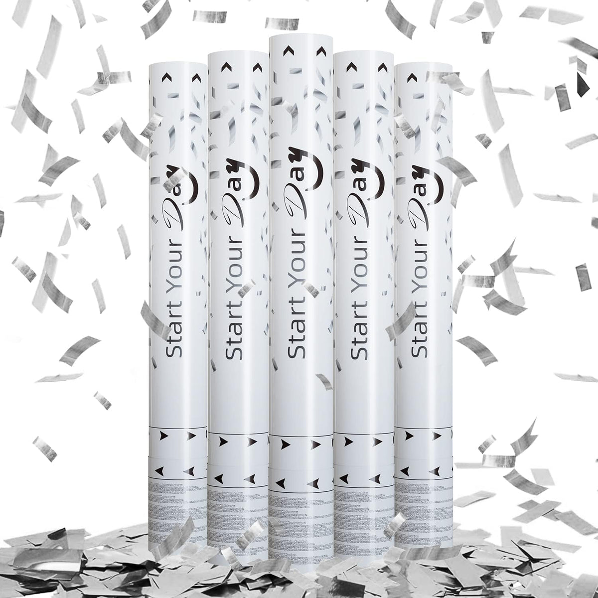 confetti Cannons, 15 Inch+Longer Confetti Shooters Party Poppers, WORKKEEP Silver Confetti Popper