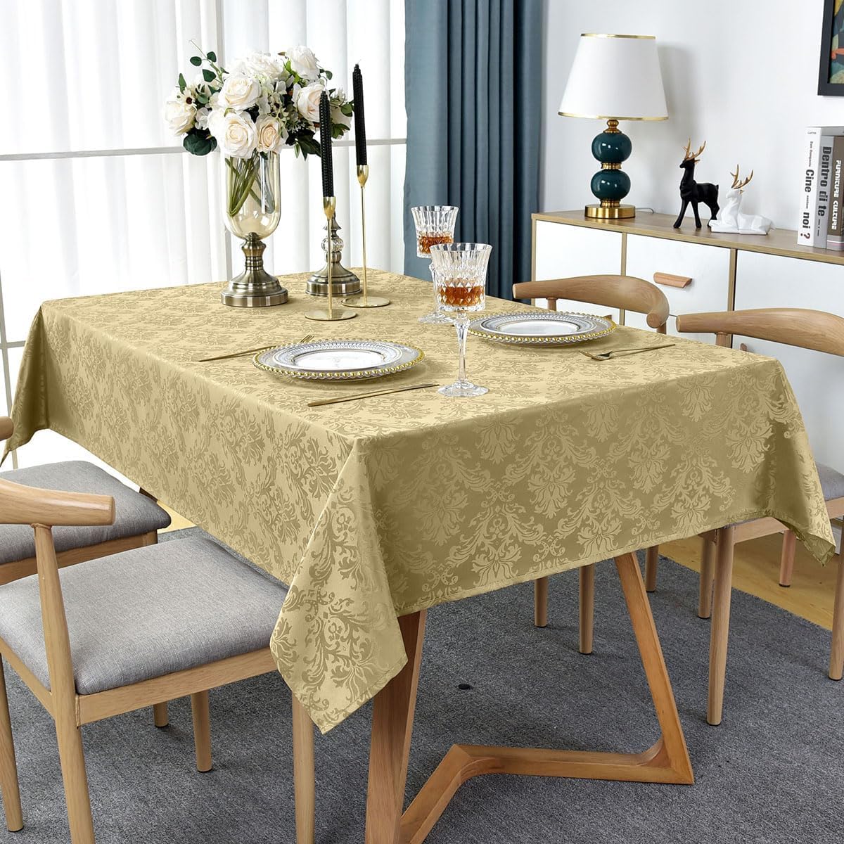 SASTYBALE Jacquard Tablecloth Rectangle 60 x 120 Inch, Spill Proof Dust Resistant Damask Table