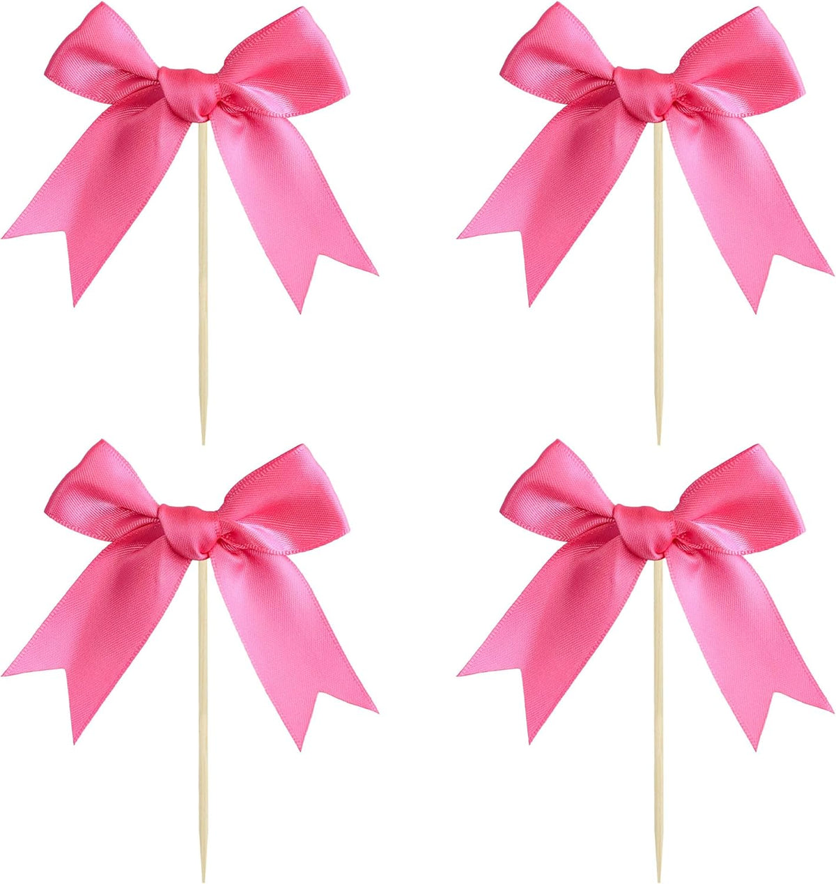 Gyufise 24Pcs Bow Cupcake Toppers Coquette Bow Girls Birthday Cake Decorations Bowknot Cake Toppers