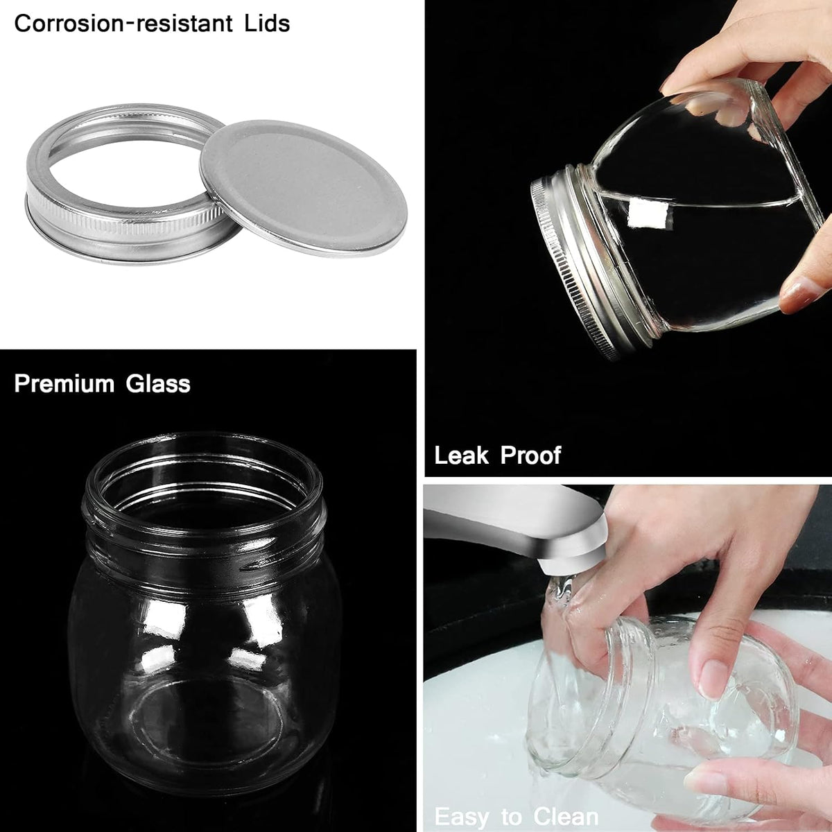 10 oz Mason Jars, 24 Pack 300ml Glass Canning Jars with Regular Mouth Lids, Glass Jars Storage