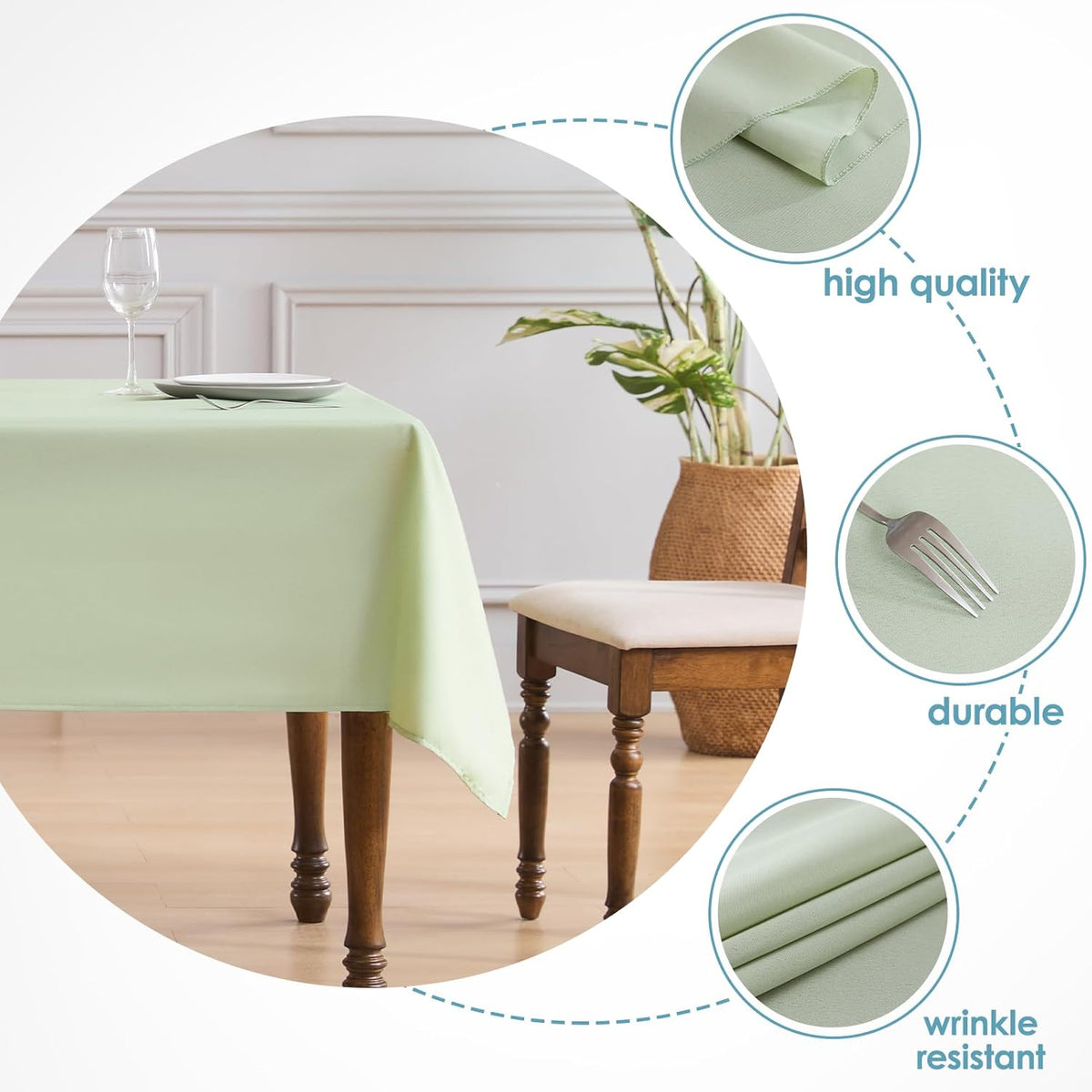 VidaFete Tablecloth 60*120inch Rectangle Table Cloth Polyester, Stain Wrinkle Resistant Polyester