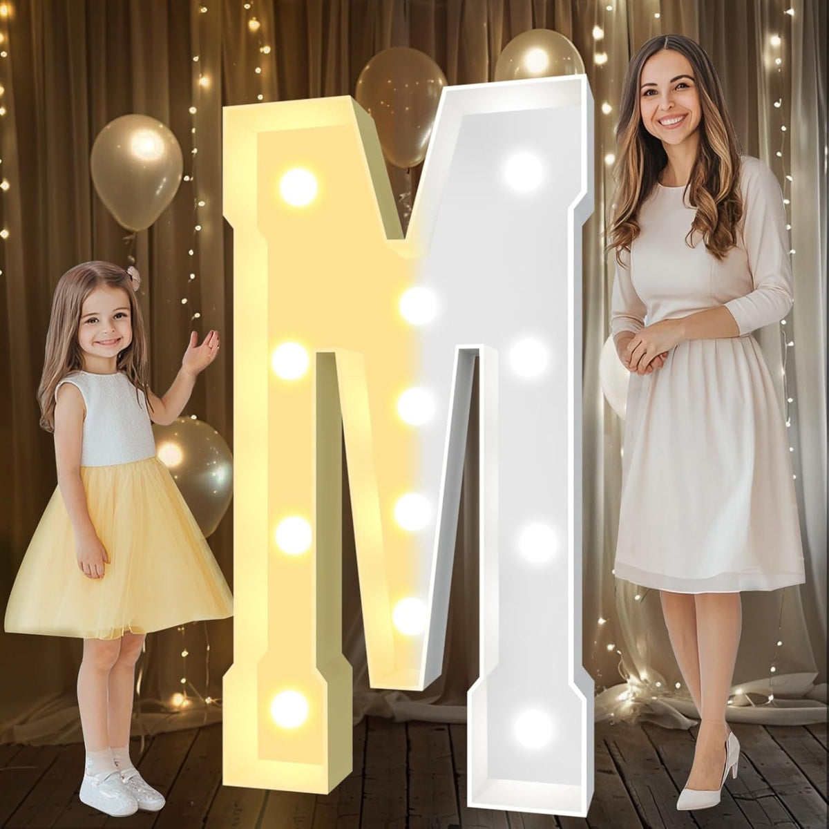 Pooqla 4 FT Marquee Light Up Letters, Cool White and Warm White Marquee Letter 4 Feet Tall, Giant
