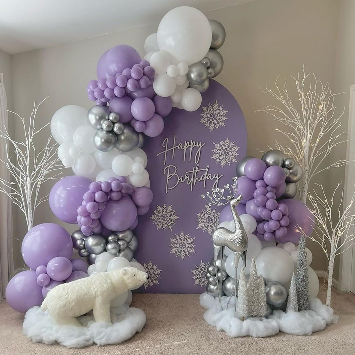 Purple Silver Balloons, 12 Inch Metallic Purple Silver Balloons Light Purple Silver Latex Balloons