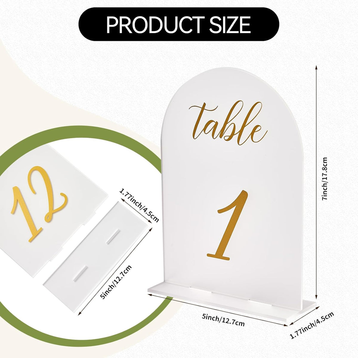 SHINVALE Arch Acrylic Wedding Table Numbers 1-15 with Gold Foil Font – Frosted Finish, Elegant